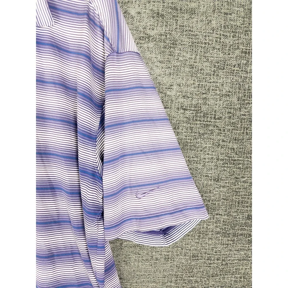 Nike Tiger Woods Dri Fit UV Polo Shirt Mens‎ M Striped Short Sleeve